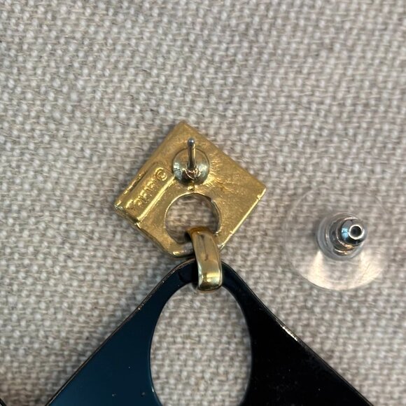 CrownTrifari Dangle Earrings - Black and Gold Tone - Picture 3 of 3